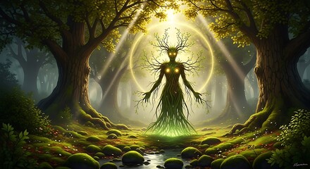 Forest spirit in bright woods.
