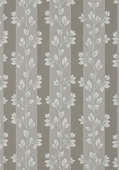 Elegant Grey Striped Pattern with Delicate Floral Vines