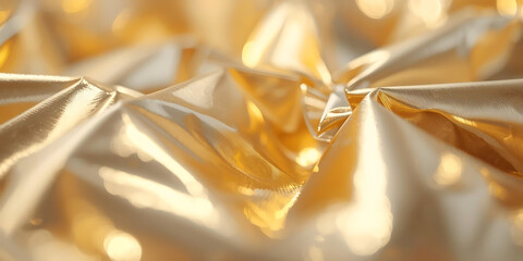 Shimmering crumpled gold foil texture