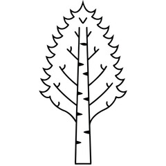 Fototapeta premium Black Outline Icon of a Stylized Tree with Jagged Leafy Crown nature