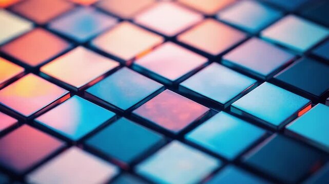 Close-up of vibrant colorful mosaic tile design, showcasing intricate geometric patterns and abstract decoration.
