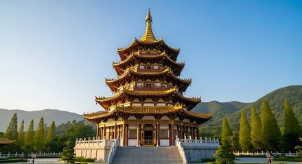 Fototapeta premium Pagoda Temple Golden Tower.