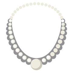Obraz premium Classic single strand pearl necklace with a large central pearl and scalloped setting jewelry accessory