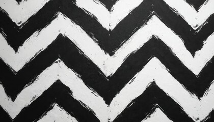 Black, white chevron pattern textile design. Abstract graphic illustration features repeating geometric zigzag motif with handmade brushstroke texture. Use as wallpaper, fabric print, modern decor