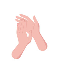 Flat style clapping hands gesture as a symbol of applause and support sticker. Celebration of solidarity and human connection, colorful abstract design for community happy moments.