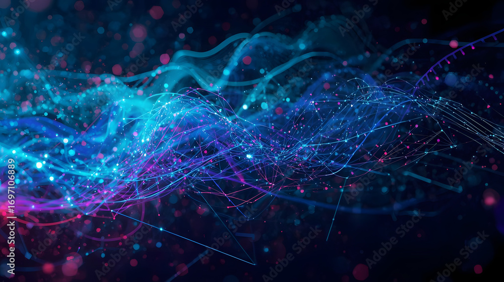 Fototapete digital abstract wave: a vibrant and dynamic digital rendering of a wave-like pattern, rendered in n