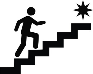 Person Climbing Stairs Toward Star GoalPerson Climbing Stairs Toward Star Goal