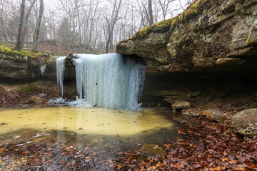 frozen Ozark waterfall