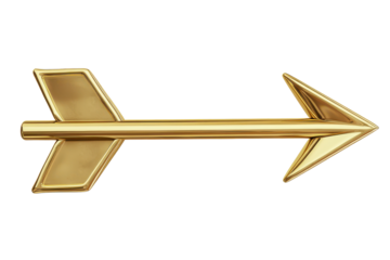 Golden arrow isolated on transparent background. Gold up arrow success isolated on white background, 3d rendering.