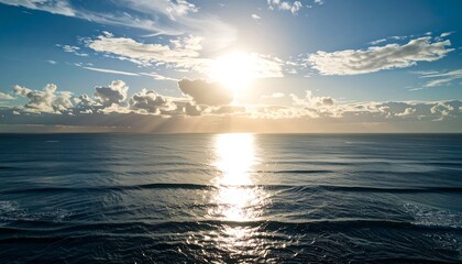 Sunrise over tranquil ocean