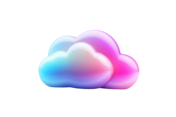Vibrant rainbow cloud icon isolated on transparent background. Iridescent cloud icon in gradient colors isolated on white background, 3d rendering.