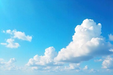 Fluffy white cumulus clouds drift lazily across a vibrant azure sky, creating a serene and peaceful landscape  Perfect for backgrounds, travel, and nature themes ,  freedom,  sunlight