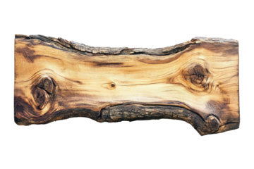 Abstract textured wood grain pattern isolated on transparent background. Rustic wooden plank featuring a natural wood grain and visible knots isolated on white background.