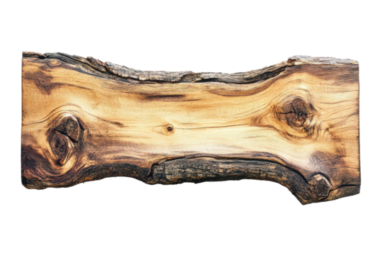 Abstract textured wood grain pattern isolated on transparent background. Rustic wooden plank featuring a natural wood grain and visible knots isolated on white background.