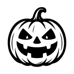 Halloween Pumpkin Face Vector – Scary Jack O’ Lantern Silhouette, Halloween Decoration Icon, Spooky Pumpkin Clipart
