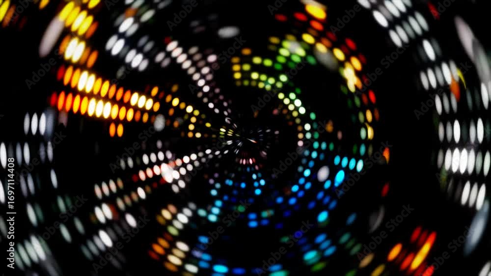 Poster colorful disco ball lights swirl in an abstract animation, creating a captivating and dynamic backgr