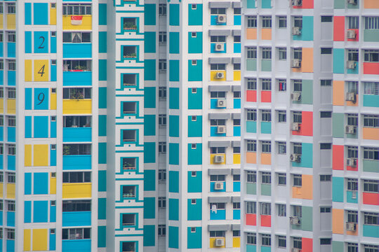 Colourful HDB flat in Singapore.