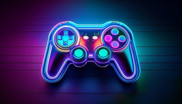 neon glowing gamepad or joystick