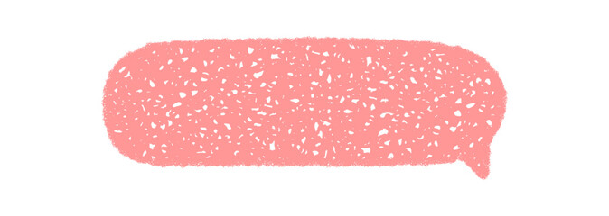 Chalk crayon sketch message bubble icon and pastel rectangle with organic hand drawn form. Speech and talk accent in rough abstract style for creative communication or modern label use.