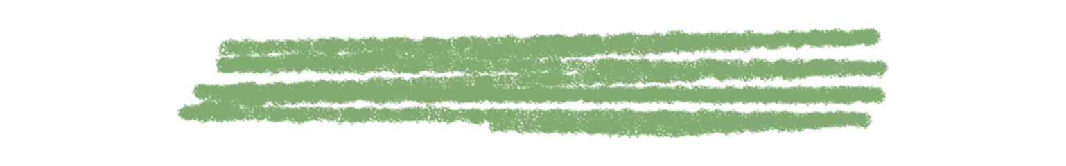 Rough green chalk underline with hand drawn stroke. Chalk highlight marks line in grunge style. Graphic element, bold rough mark for art accent or school background.