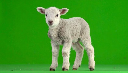 Obraz premium Cute lamb against a green backdrop