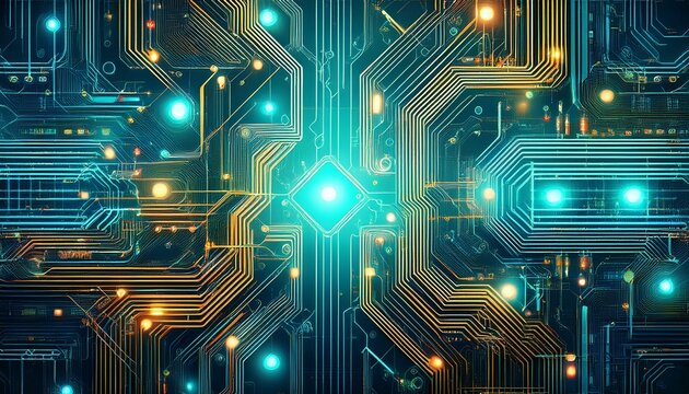 electrical circuit diagram light tech background with borders from components of conductors connections controllers transistors
