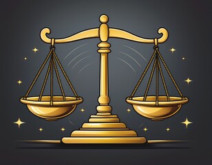 golden balance scale icon symbolizes justice and fairness often used in legal contexts scales represent weighing of evidence and impartiality in decision making justice symbol icon