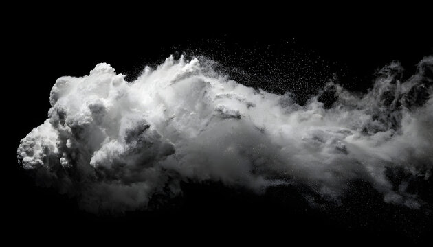 create an abstract image featuring a white powder clud set against a dark backround