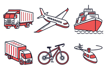 Fototapeta premium Transportation icons in vector graphic format