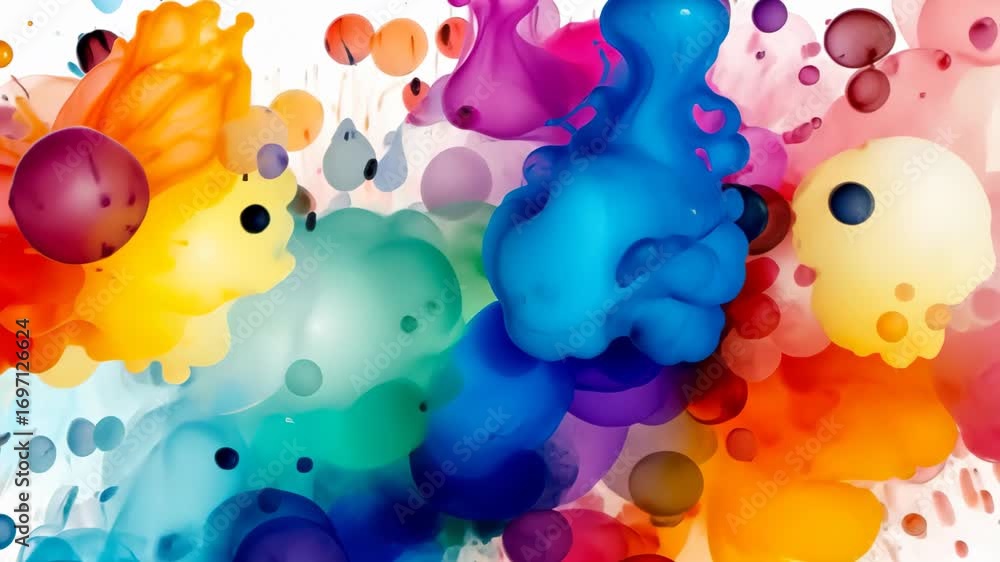 Poster chromatic fusion: a vibrant and dynamic abstract composition of colorful, fluid forms. the artwork c