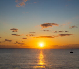 sunset over the sea whit boat 