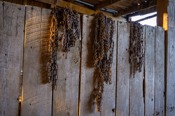 rusty barn chains