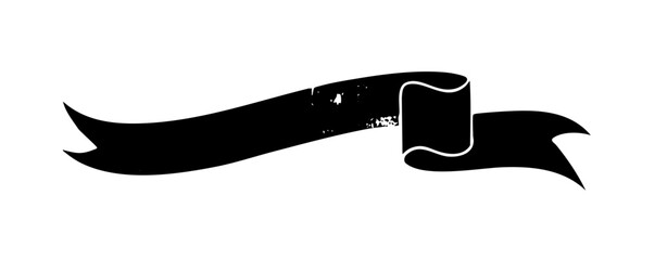 Vector Elegant black ribbon banner with decorative flourishes.