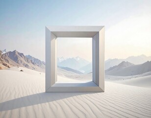 Square frame in desert, mountain view
