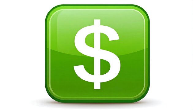 Square green button with dollar sign