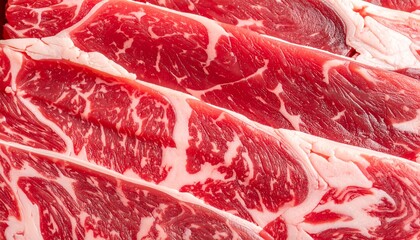 Close-up of stacked raw beef cuts