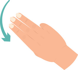 Simple Flat Style Three Finger Swipe Down Gesture Illustration Graphic