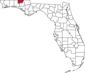 A vector map of Florida highlighting Holmes County. Ideal for geographical studies, regional reports, and data visualization projects.


