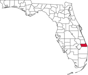 A vector map of Florida highlighting Martin County. Ideal for geographical studies, regional reports, and data visualization projects.

