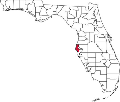 A vector map of Florida highlighting Pinellas County. Ideal for geographical studies, regional reports, and data visualization projects.

