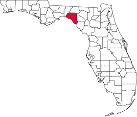 Fototapeta premium A vector map of Florida highlighting Taylor County. Ideal for geographical studies, regional reports, and data visualization projects.