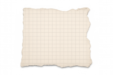 Vintage paper sheet with torn edges, resting on transparent surface, conveying aged, weathered aesthetic