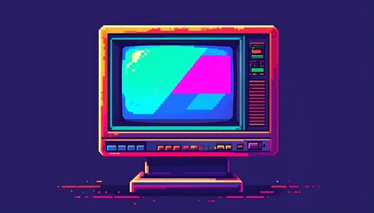 Retro Pixel Television with Geometric Screen Art for Nostalgic Vibes