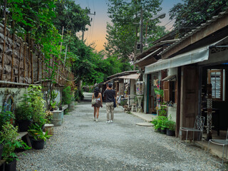 Chiang Mai, Thailand At Baan Khang Wat Artist Village, a community shopping center and art gallery,a holiday destination in Chiang Mai, Thailand