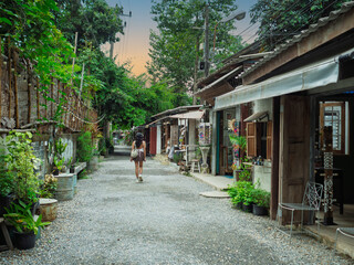 Chiang Mai, Thailand At Baan Khang Wat Artist Village, a community shopping center and art gallery,a holiday destination in Chiang Mai, Thailand