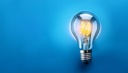 creative concept of idea inspiration new idea and innovation represented with a light bulb on a blue background