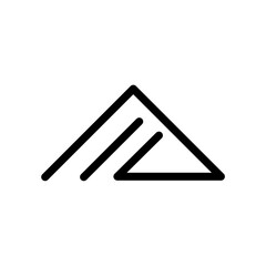 Minimalist mountain logo with clean line art design, symbolizing strength, nature, and adventure in a modern and simple style.