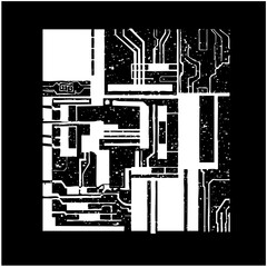 Naklejka premium Vector Intricate circuit board with connecting pathways.