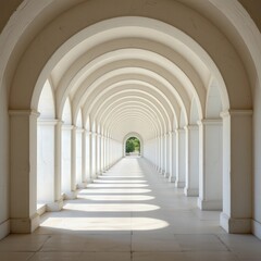 Fototapeta premium Elegant White Archways Creating Symmetrical Path in Bright Light