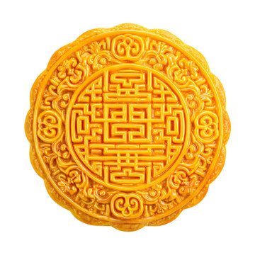 Ornate golden moon cake